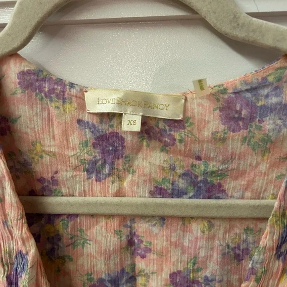 LoveShackFancy Floral Stacy Pink short sleeve Maxi Sz XS orig $475 - Picture 10 of 16